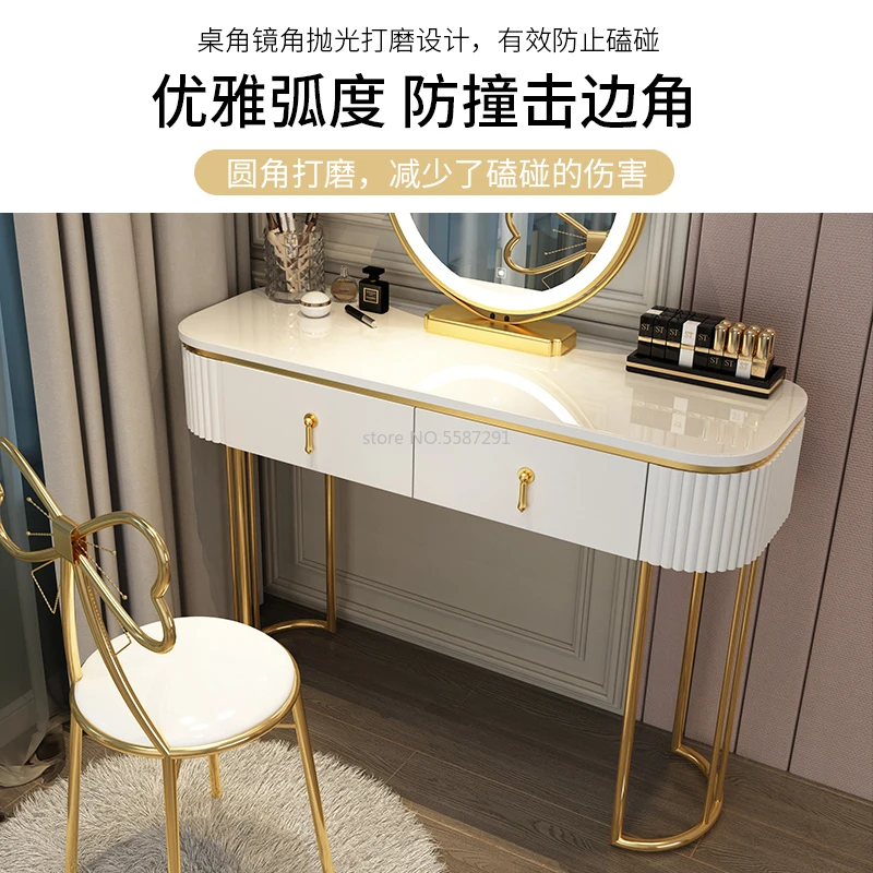 Dressing Table Bedroom Vanity Makeup Table Mirror Minimalist Luxury Toiletry Stool Multi Function Light Dresser Lamp Furniture