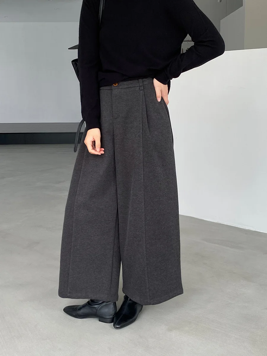 LIMO 2025 Pleated Wide Leg Pants for Women High Waisted Cotton Blend Trousers Casual Fall Winter Office Daily Wear Travel Pants