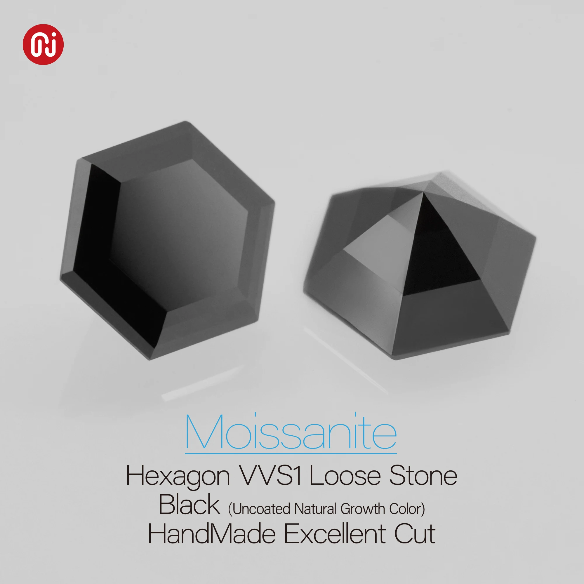 GIGAJEWE Moissanite Hand-Cutting Hexagon Cut Black Color VVS1 Premium Gems Loose Diamond Test Passed Gemstone For Jewelry Making