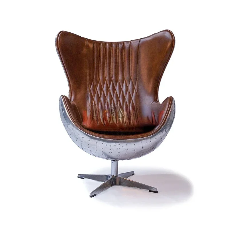 

Silla Aviador clásica moderna mediadossiglo, sillón giratorio de estilo Retro,reclinable, Industrial, de cuero genuino