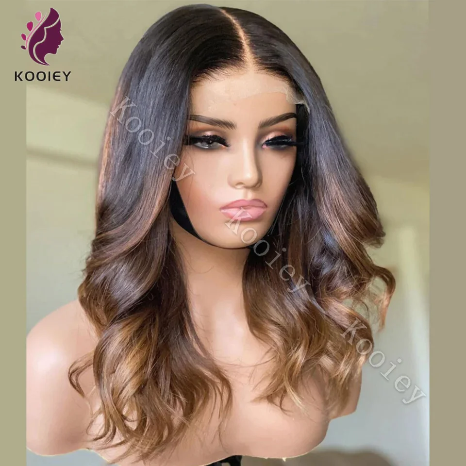 

Balayage Blonde Highlights Human Hair Ombre Brown Blonde 5x5 Silk Top Closure Wigs Short Bob Human Hair 13x6/360 Lace Front Wigs