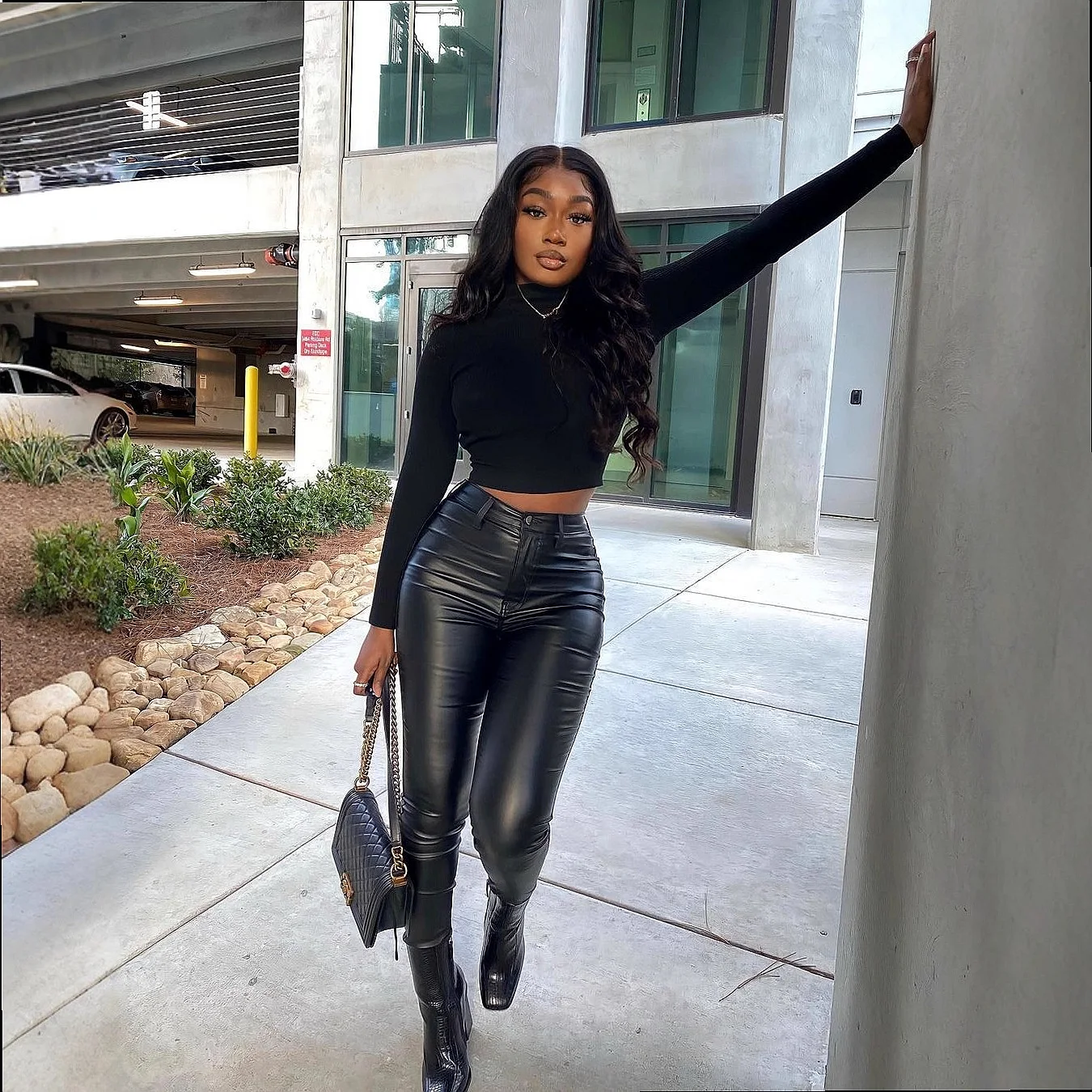 PU Leather Leggings High Waist Stretchy Faux Leather Pants Spring Summer Tights
