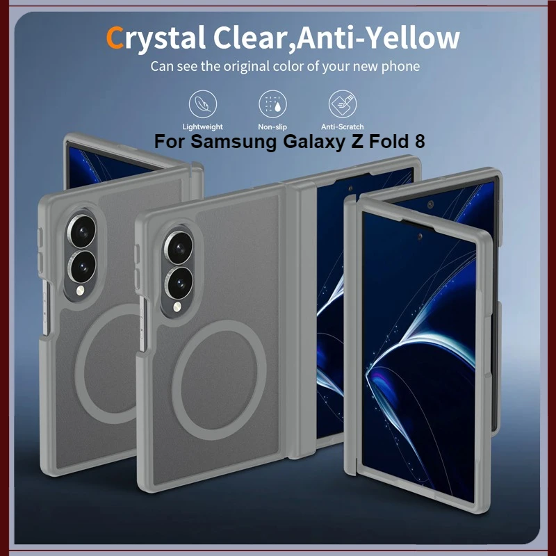 Hülle für Samsung Galaxy Z Fold 8 ELVEV Magnetisch Transluzent Matt PC+Weiche TPU Hautfreundliche Scharnierschutz-Handyhülle