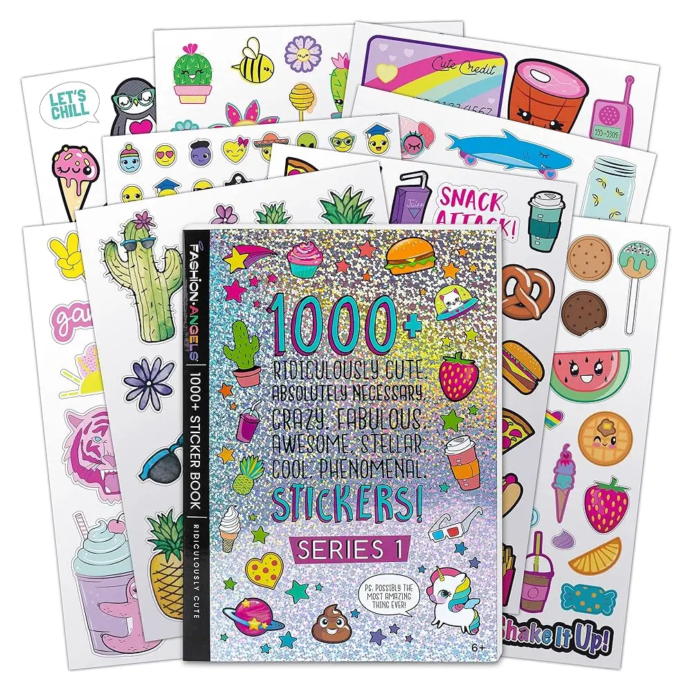 

1000+ супермилых наклеек для детей - забавные наклейки для творчества, скрапбукинга, планировщиков, подарков и поощрений, 40-страничная книга наклеек