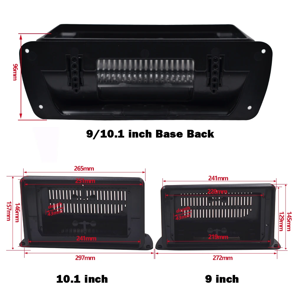 Immagine 3: Cornice universale 2 DIN da 9 o 10 pollici per autoradio, per auto d'epoca, camion, camper, pannello stereo, kit di montaggio su cruscotto
