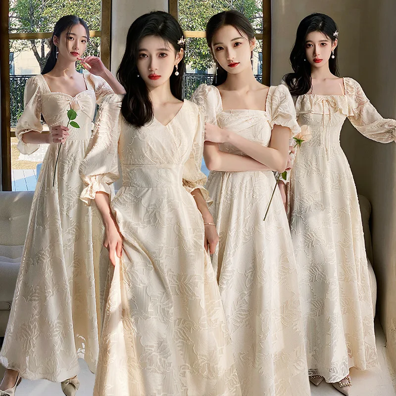 

Champagne Bridesmaid Dresses New Spring Autumn Long Sleeve Girlfriend Dress Wedding Party Dress Women Can Wear At Ordinary Times