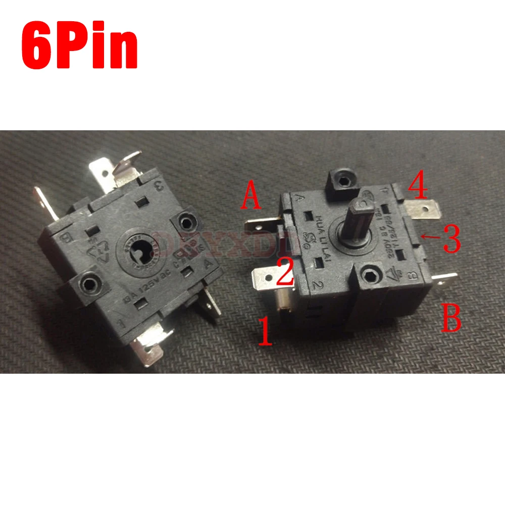 2Pcs Electric oven function selection switch 6Pin Rotary Switch Selector FZ31-9 Temperature Control Switch