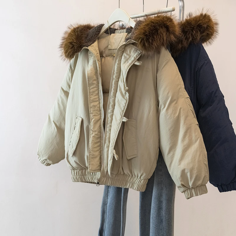 

Новая женская осенне-зимняя меховая куртка с капюшоном, женское укороченное пальто 2025 года, женская верхняя одежда, тонкие короткие парки с хлопковой подкладкой