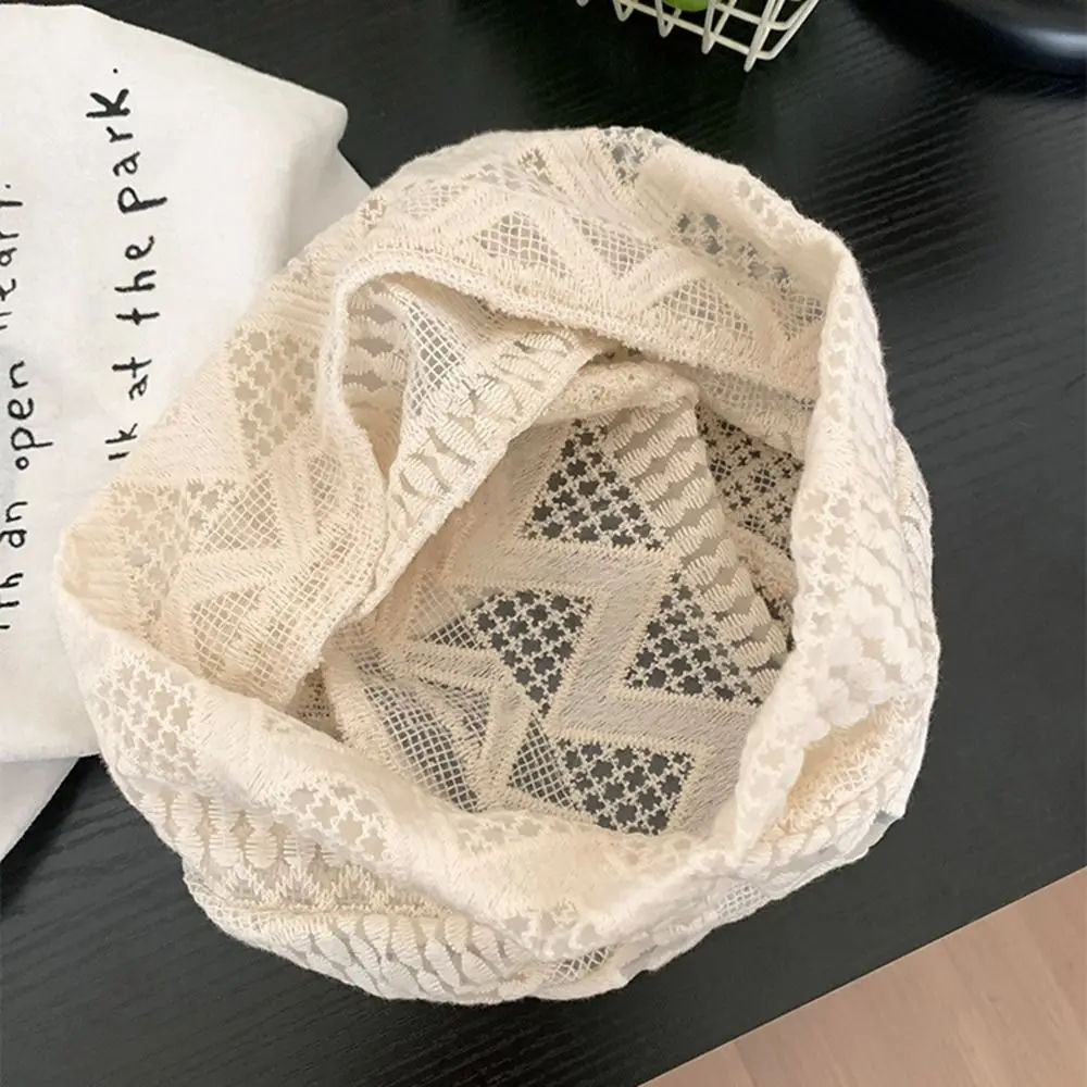 

Cute Hollow Lace Hat Breathable Thin Beanies Hat Spicy Girl Korean Style Sunscreen Cap Spring and Summer