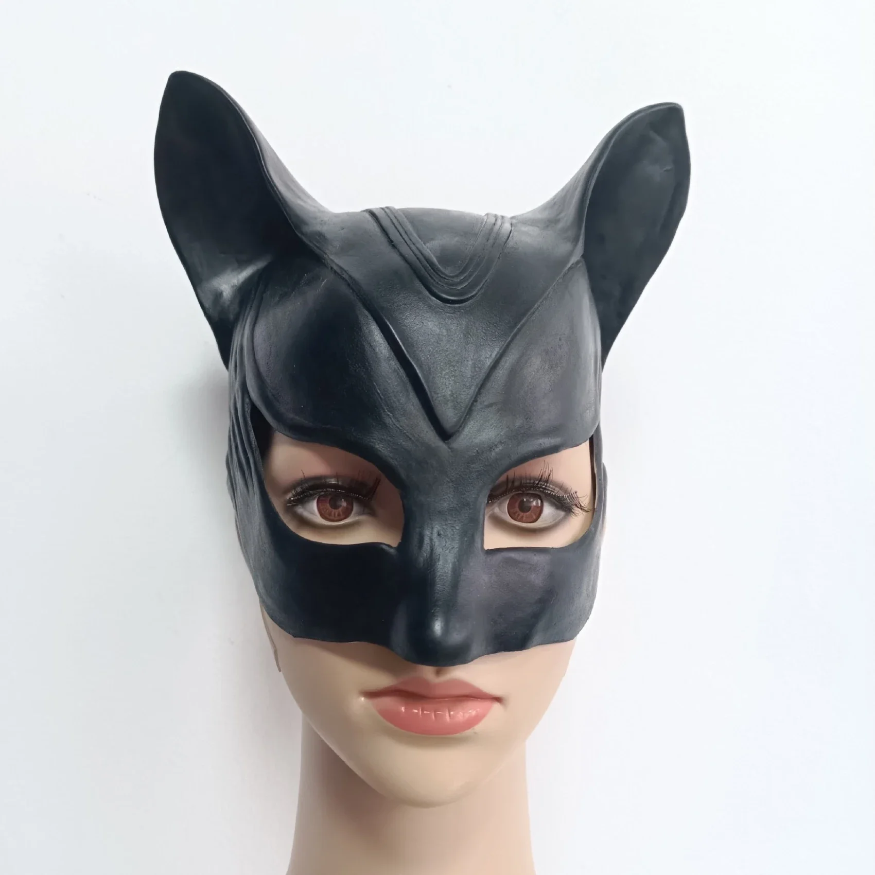 Halloween Party Sexy Katze Frau Latex Maske Superheld Film Cosplay Kostüm Helm Fancy Half Face Erotik Bondage Prom Sexy Geschenk