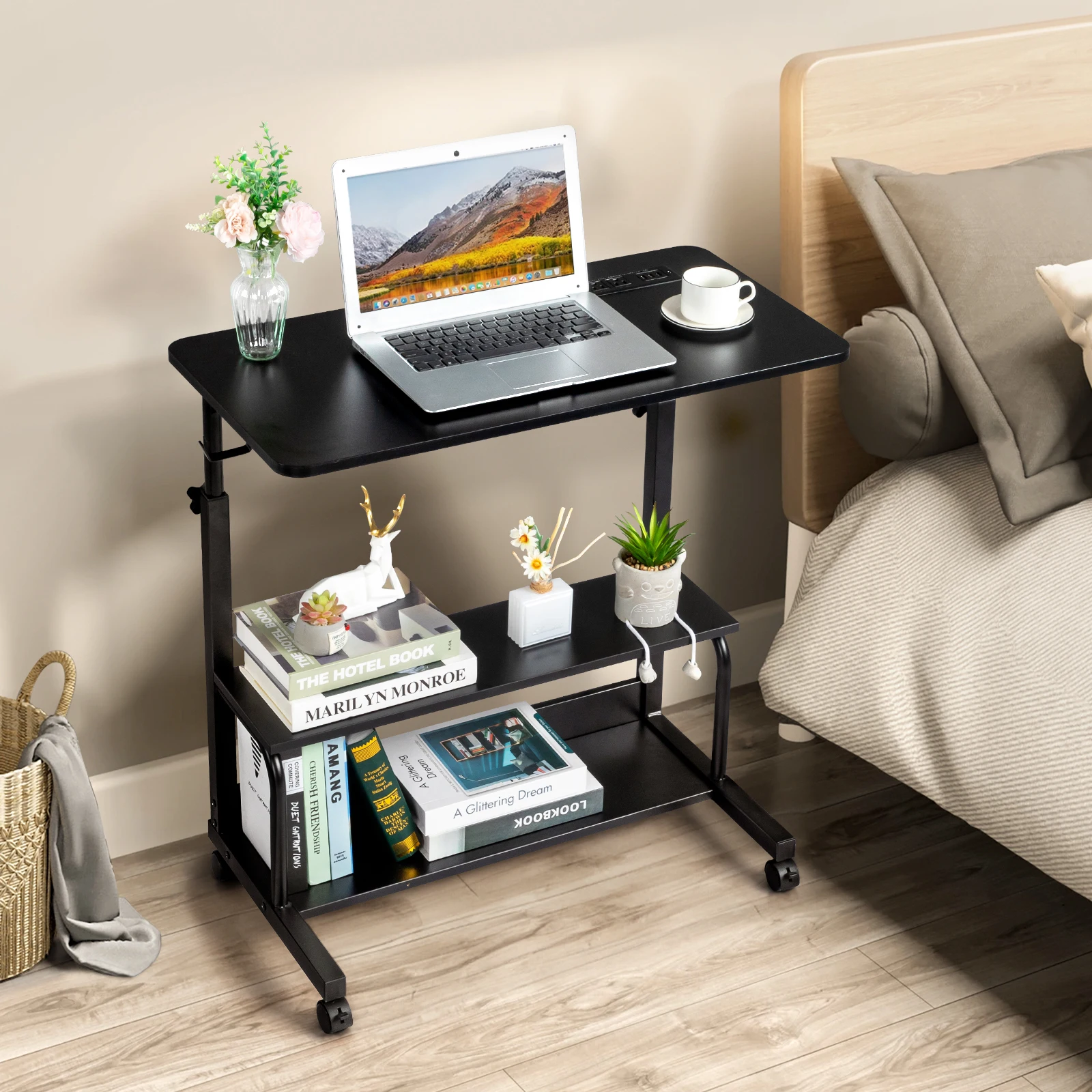 

Stock FCH Black Wood Grain P2 15 мм ДСП с меламиновым покрытием Регулируемый компьютерный стол с 3 USB + 2 розетками переменного тока
