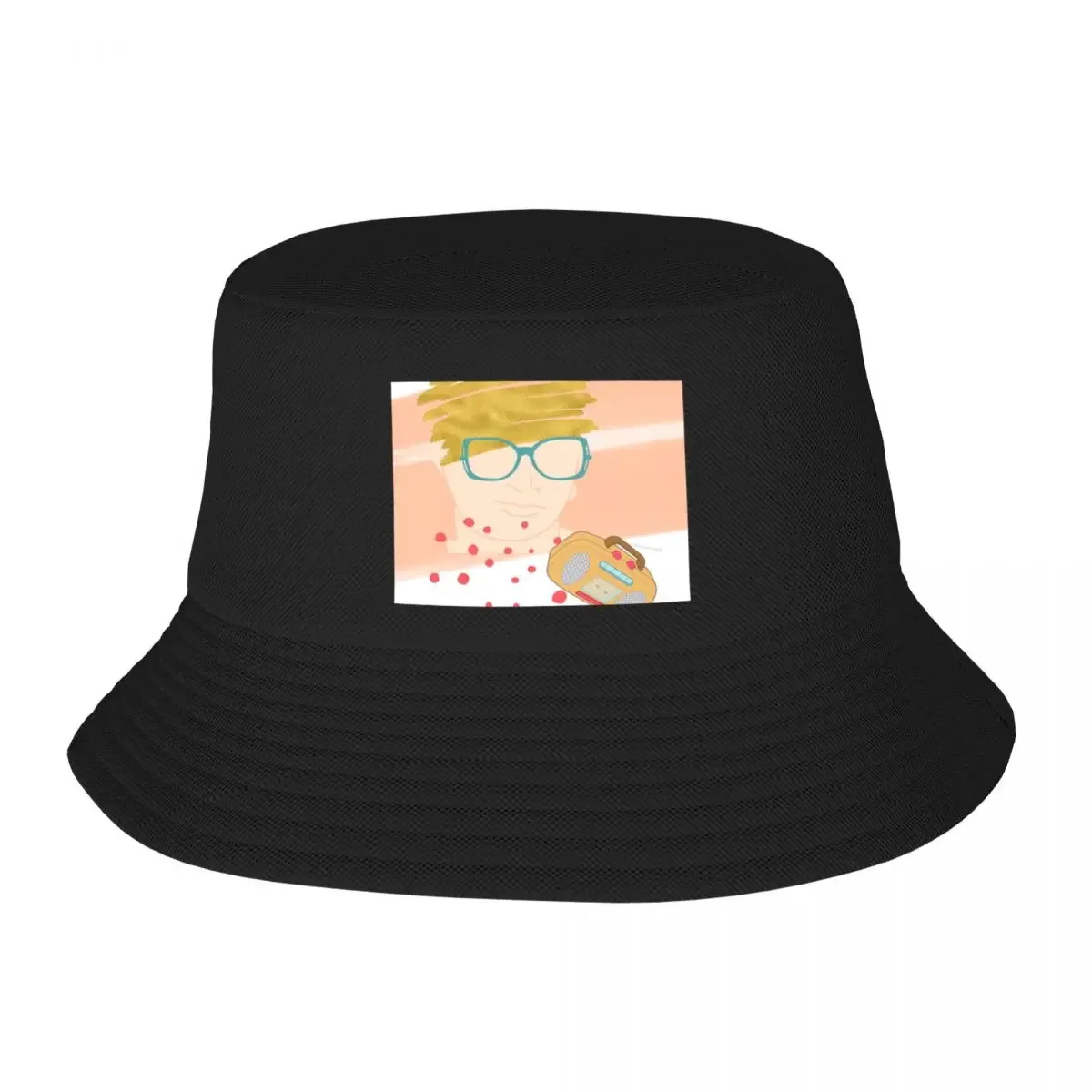 Green Glasses and a Radio Bucket Hat fashionable Cap Anime Hat Mens Women's