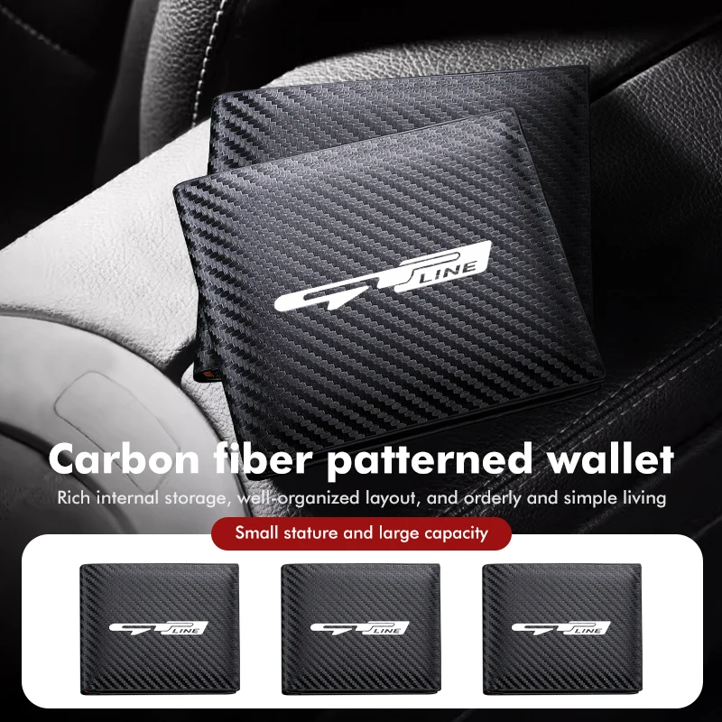 Car Men Wallet Short Card Purses Carbon Fiber Money Clip Holder For KIA gt gtline Xline ceed Forte RIO STINGER Seltos K3 K4