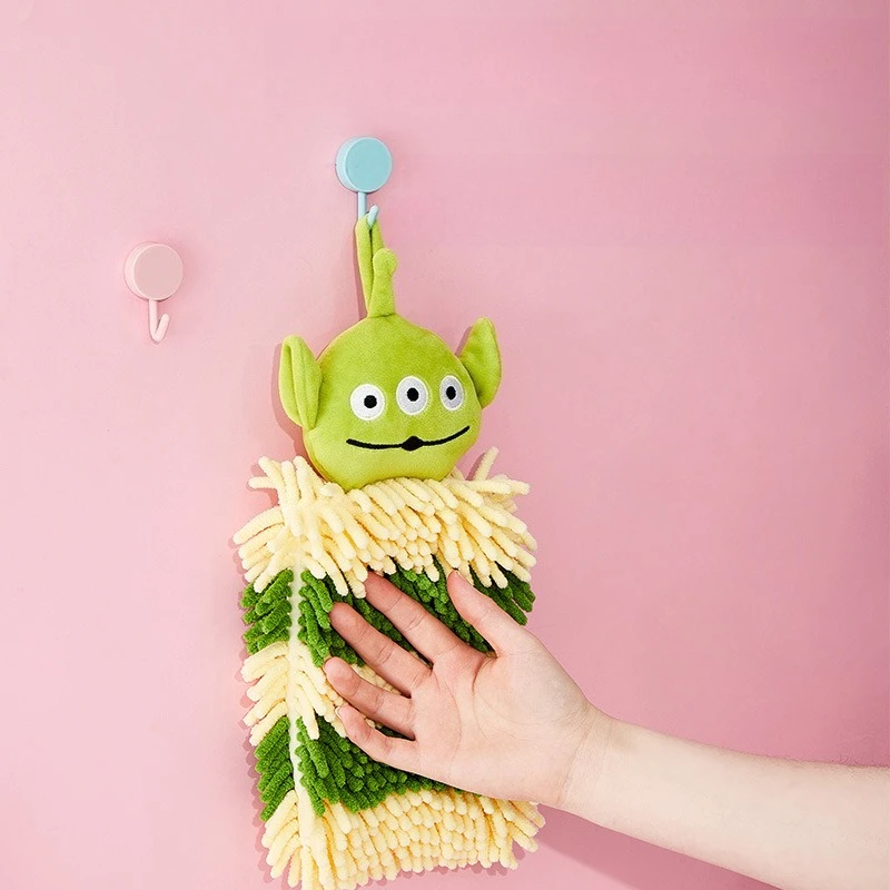 ตุ๊กตาดิสนีย์ Chenille เช็ดผ้าเช็ดมือหนาผ้าเช็ดหน้าห้องน้ําแขวนการ์ตูนผ้าขนหนูดูดซับไม่มีขน