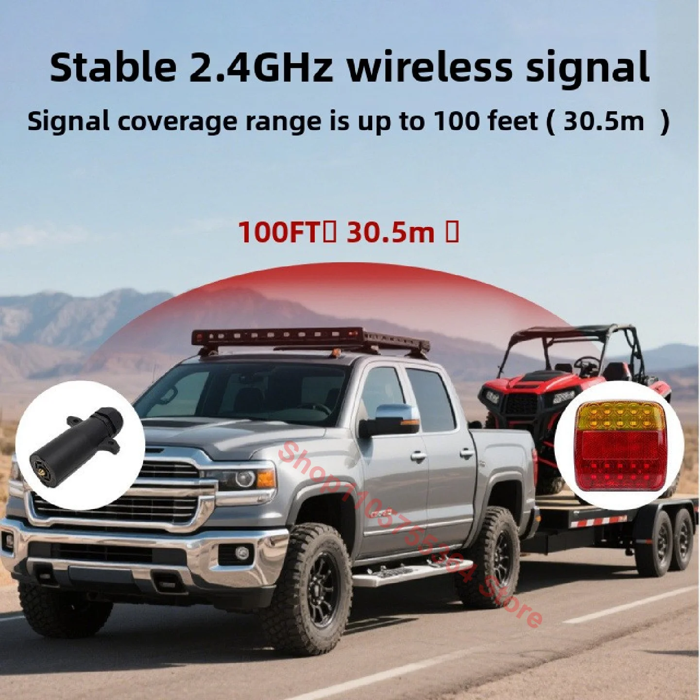 1 Set 12V 24V 30M Wireless Magnetic LED Rear Warning Light for Trailer, Stop Light, Signal Light for Camper, Truck, Tow Truck