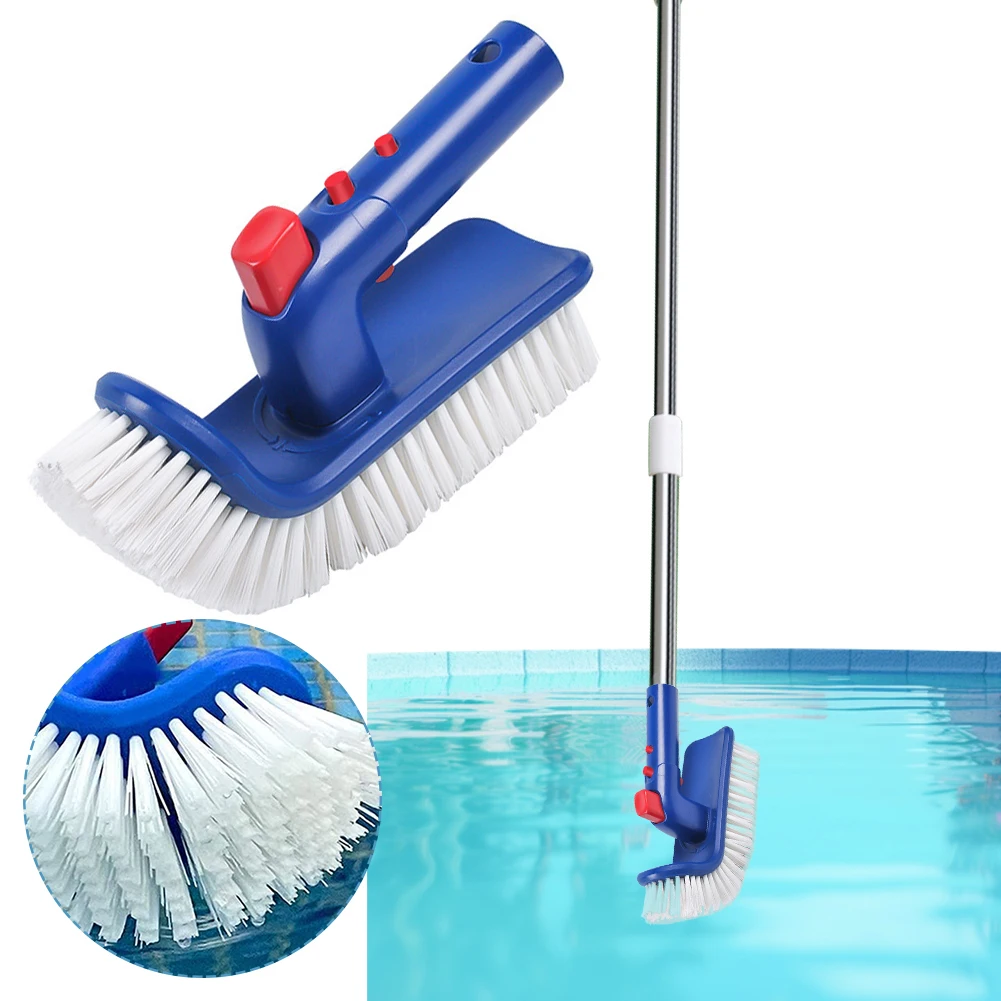 

Pool Brush Pool Step & Corner Brush Curved End 180 Degree Rotating Pool Corner and Stair Brush Fine Bristles for Bathroom