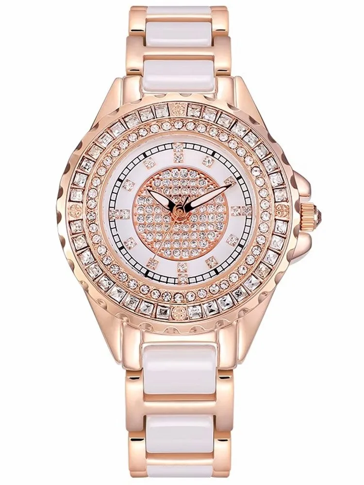 Women Ceramic Shiny Diamonds Watch High Quality Office Ladies Quartz Wristwatch New Fashion Crystal Watches