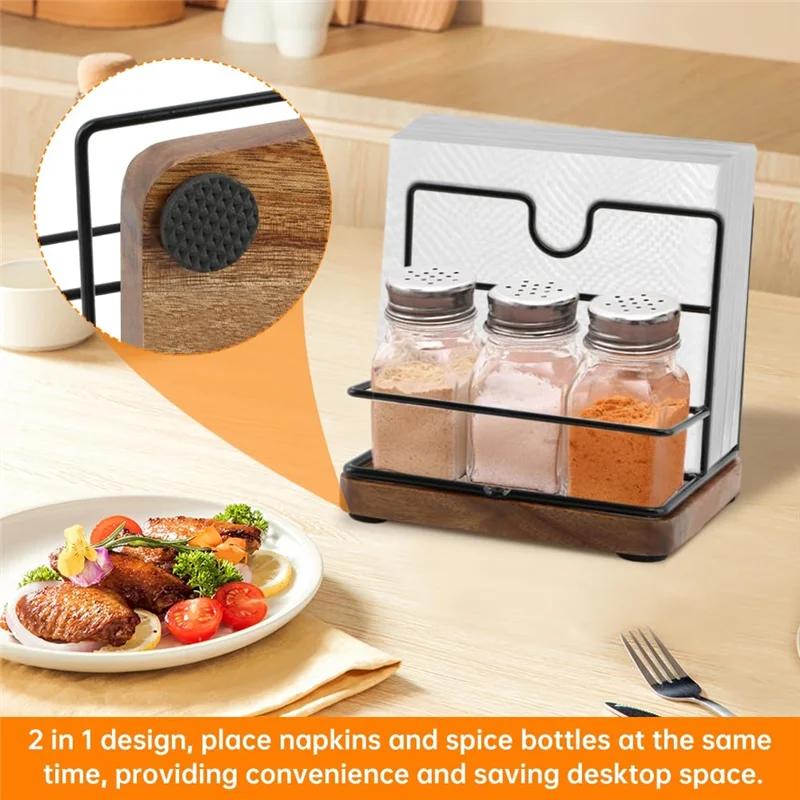 A84E-For Salt And Pepper Shakers Napkin Salt And Pepper Holder For Table,Metal Napkin Holder