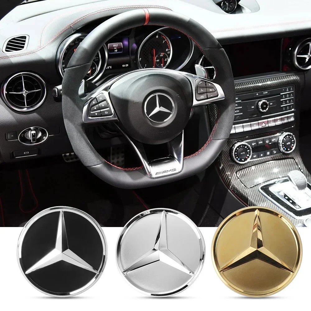 Car Steering Wheel Center Emblem Sticker Badge decoration cover For Mercedes Benz AMG W203 W206 W220 W205 W211 W212 W201 W210