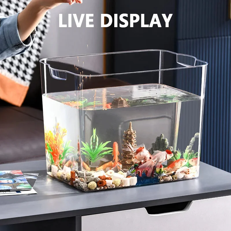 Acuario de escritorio para sala de estar, pecera de mesa transparente para el hogar, pecera Douyu a prueba de explosiones, decoración del hogar