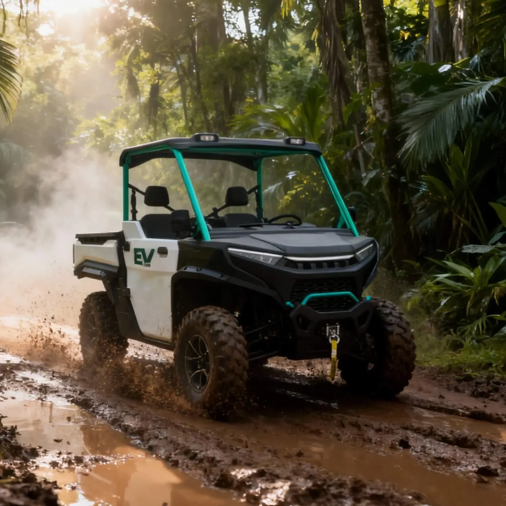 Electric Utility Terrain Vehicle with Dual Motor 144V 20kWh LiFePO4 Battery 4x4 500kg Bucket Load Capacity 75-100km/h Max Speed