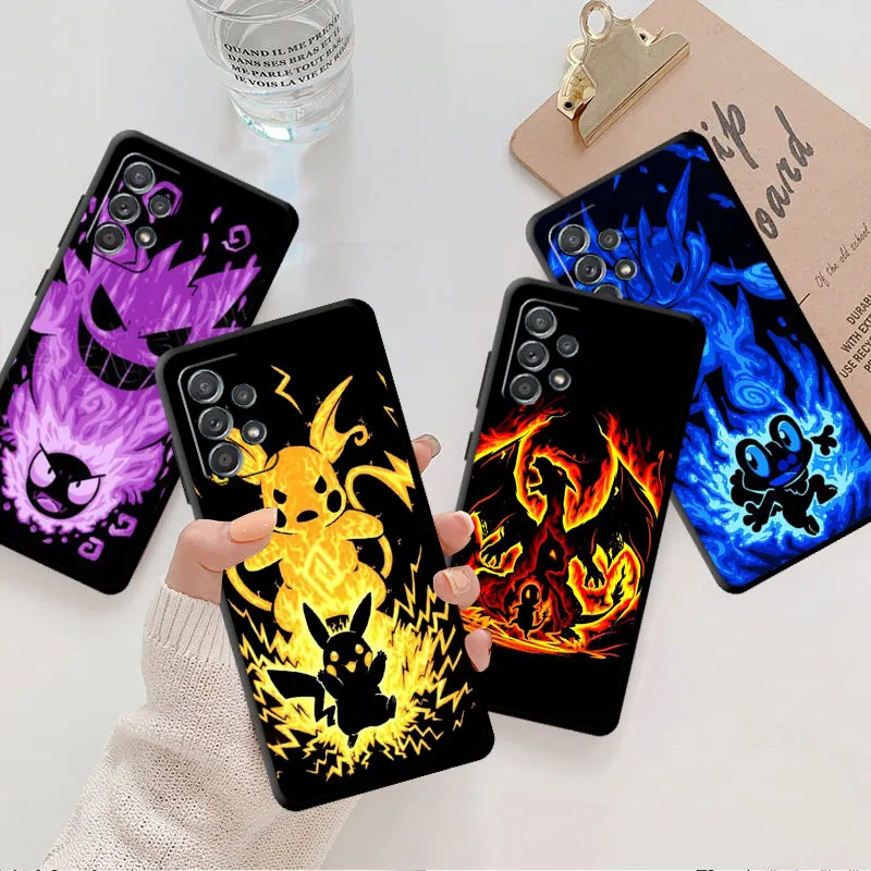 Case For Samsung Galaxy A50 A70 Note 20 Ultra 10 Plus 9 8 A40 A30 A20 A20e A10e M53 M52 M33 TPU Phone Cover Pokemon Cool Pikachu