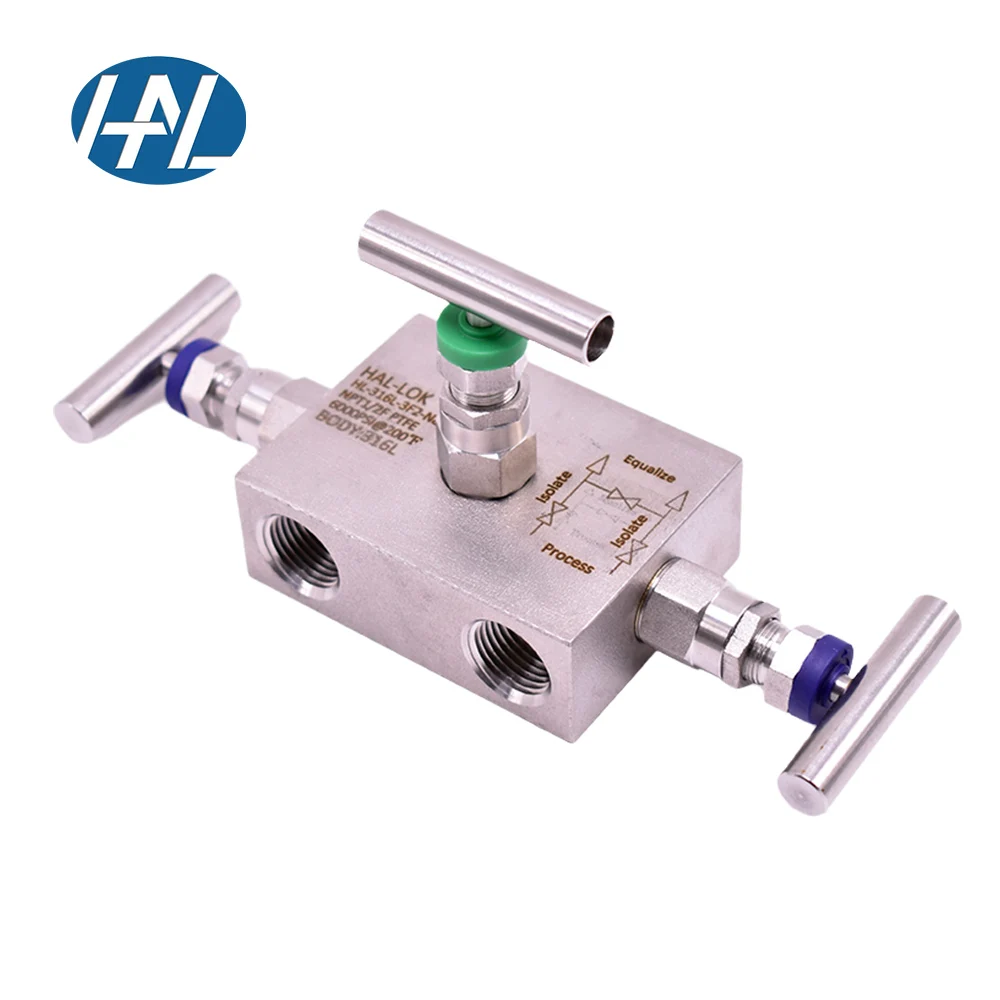 Direct Mounting Manual High Pressure T-type Instrument Manifold with Needle Valve 2/3/5 Manifold Valves for Gas Media