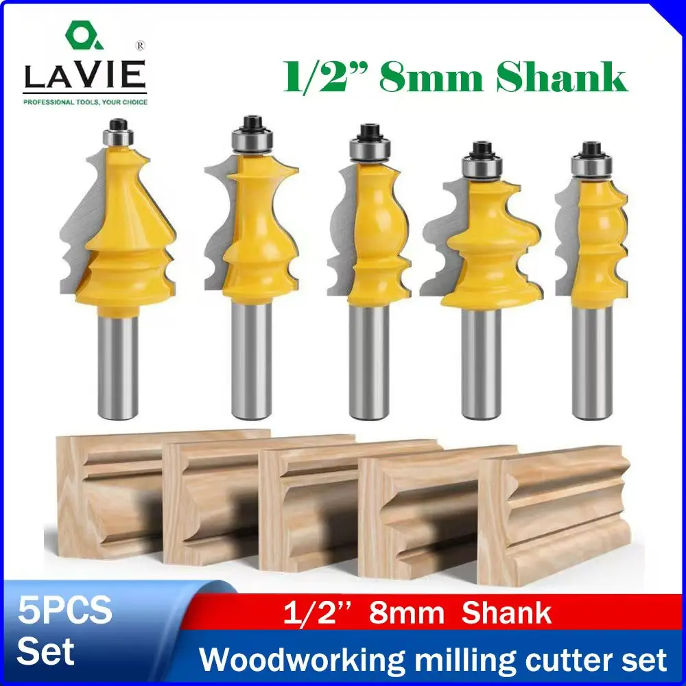 

LAVIE 6/6.35/8/12.7mm Shank Floral Cutter,Fishtail Handrail Router Bit,Half-Wave Slim Waist Woodworking Milling Cutter,Beaded