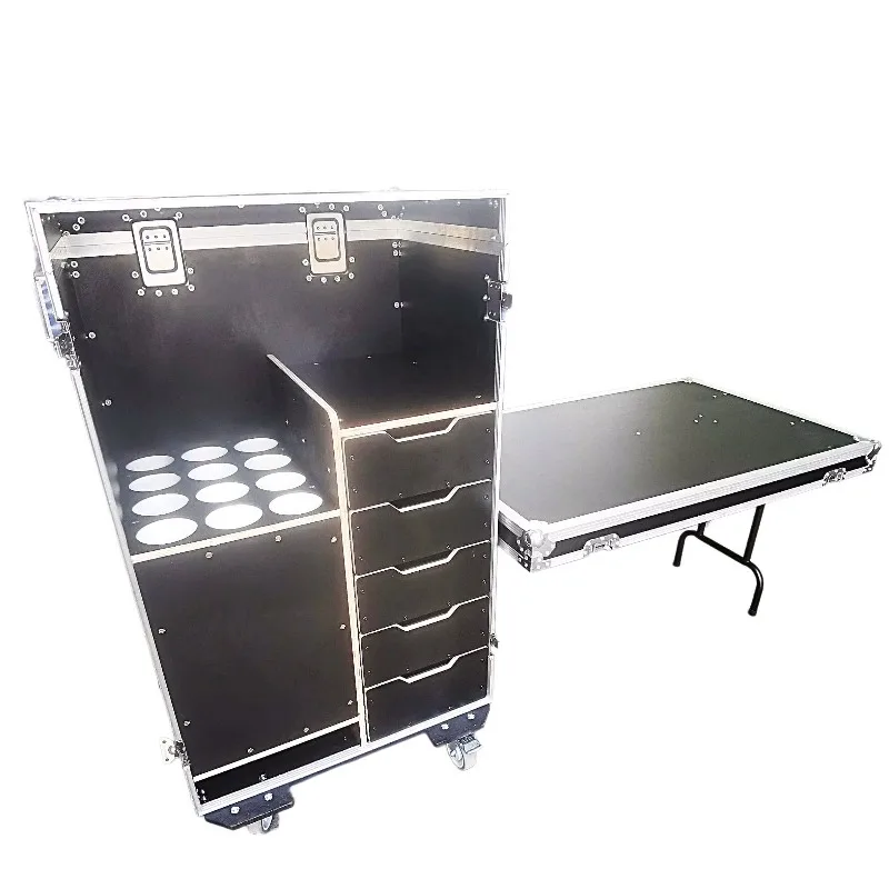 12-UP Mic Stand and With Drawers 24x30 Road Cases