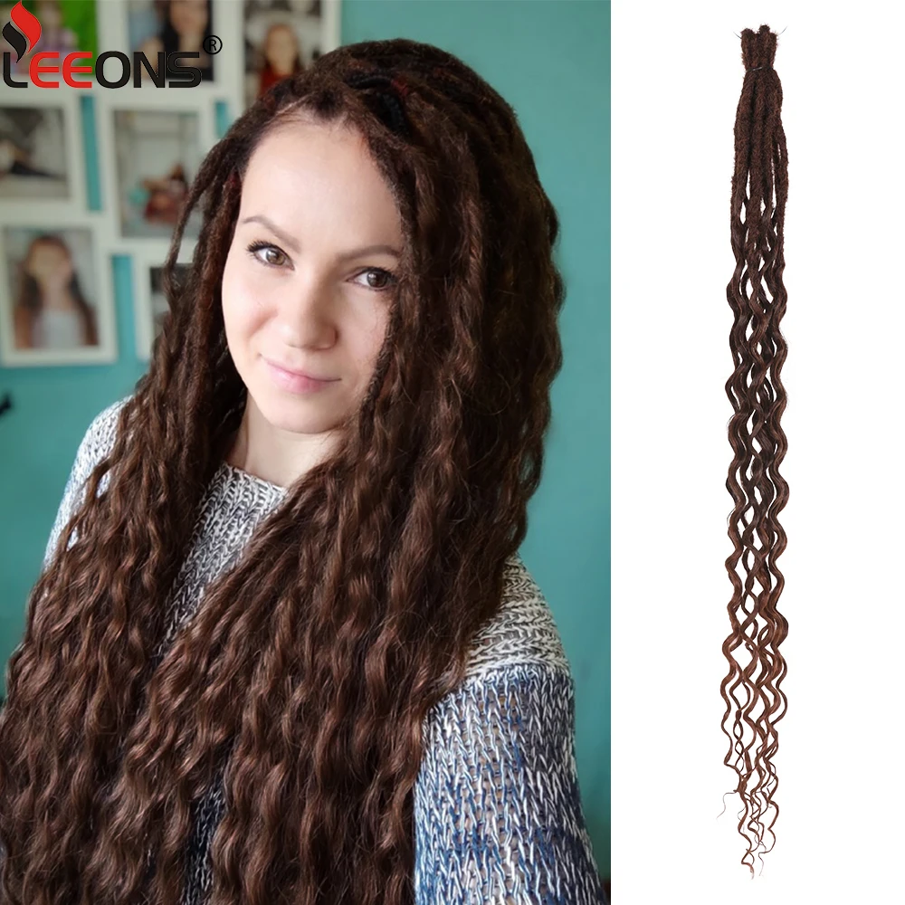 

Handmade Dreadlock Extensions 10 Strands Ombre Brown Synthetic Crochet Dreads With Curly Ends Crochet Braid Hair For Women