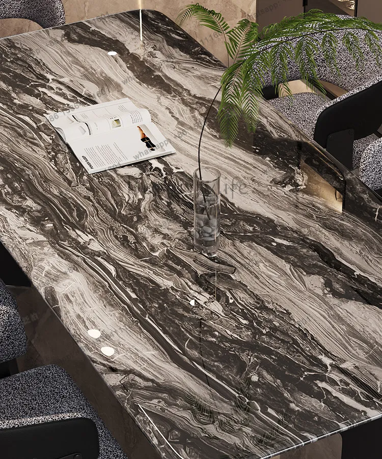 Light luxury marble dining table Modern simple rectangular household small apartment dining table