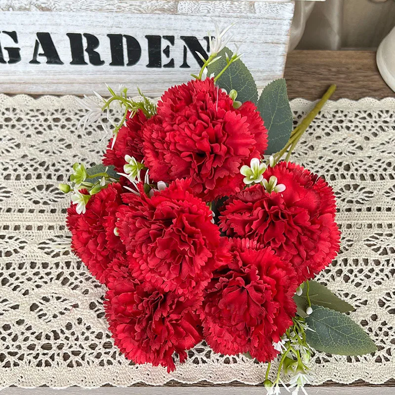 7-köpfiger künstlicher Nelkenstrauß – künstliche Blumen, für Tischdekoration zu Hause, Hochzeitsdekoration, Partydekoration und Weihnachtsgeschenke – Detail 9