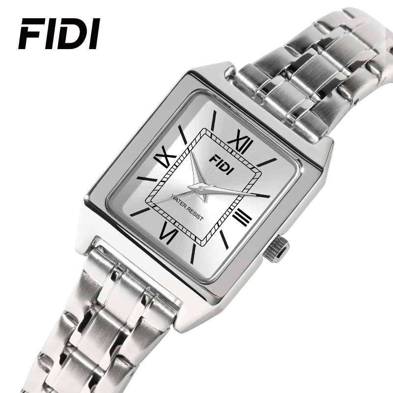 FIDI Women\'s Business Quartz Wrist Watch - Waterproof, Roman Numeral, Stainless Steel Strap, Casual Style, FD102