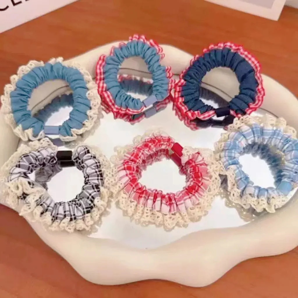 

2pcs/ New Small Intestine Hair Ring For women's Fashionable Lace Lace Headband Fresh Simple Ponytail Headband Hair Accessories