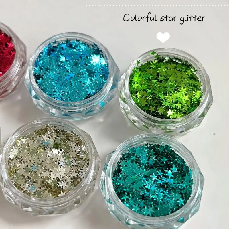 1 Jar Mini Sparkling Star Nail Glitter Pentagram Decoration Nail Salon Design Cute Accessories DIY Nail Art Design