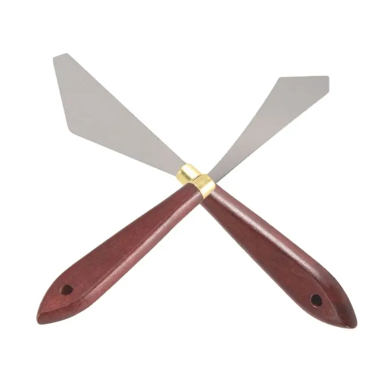 A04G-2 Pcs Painting Scraper Knife Stainless Steel Painting Mixing Scrapers Palette Painting Knife For Painting Art Tool