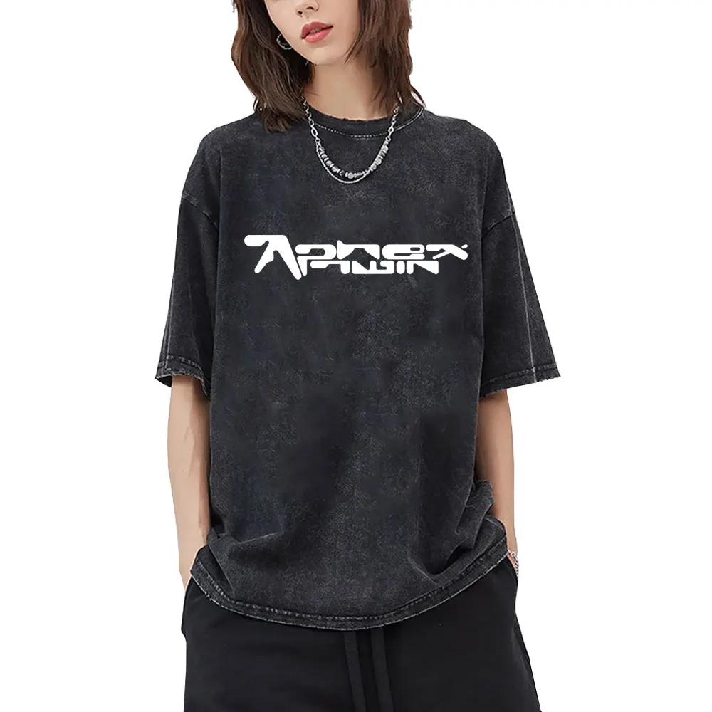 

Washed Vintage Aphex Twin T Shirt Selected Ambient Works 85 92 Album Graphic T-shirts Men Women Fashion Electronic Music T-shirt