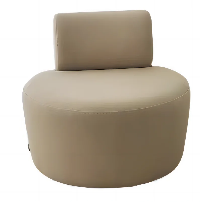 High quality leather cylindrical small backrest armless leisure chair living room lobby conference room