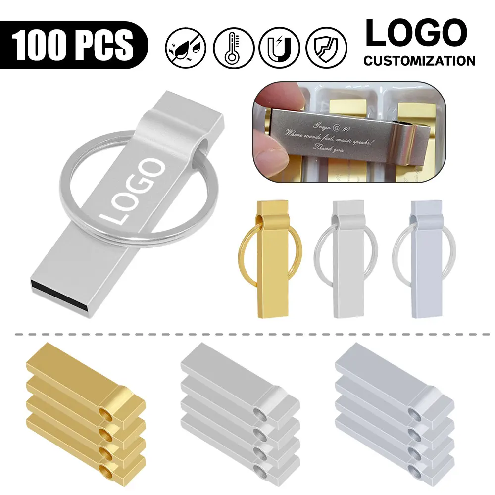 

100Pcs/Lot High speed U Disk 128Gb Memory Stick 32Gb Metal Usb Flash Drive 128Gb Pen Drive 64Gb pendrive 16Gb Gift Memoria Usb