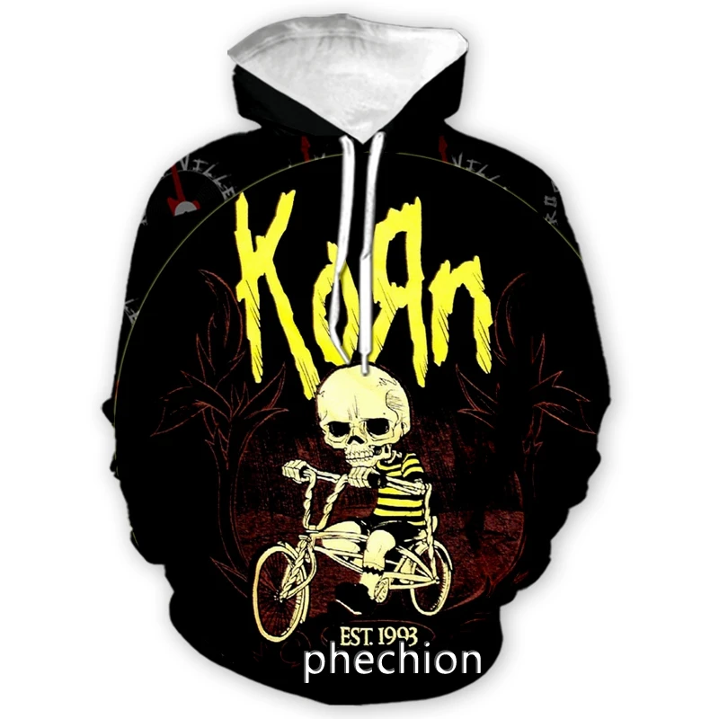 phechion New Fashion Men/Women Korn Band 3D Print Casual Sweatshirt Hoodies Streetwear Men Loose Sporting Hoodies H22