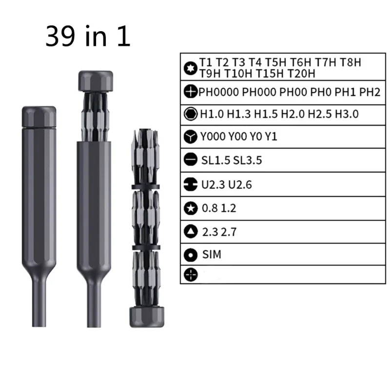 Reliable and Long Lastings Tool Practical Manual Screwdriver Set for Various Screw Applications 27/39pc Double-end Tip