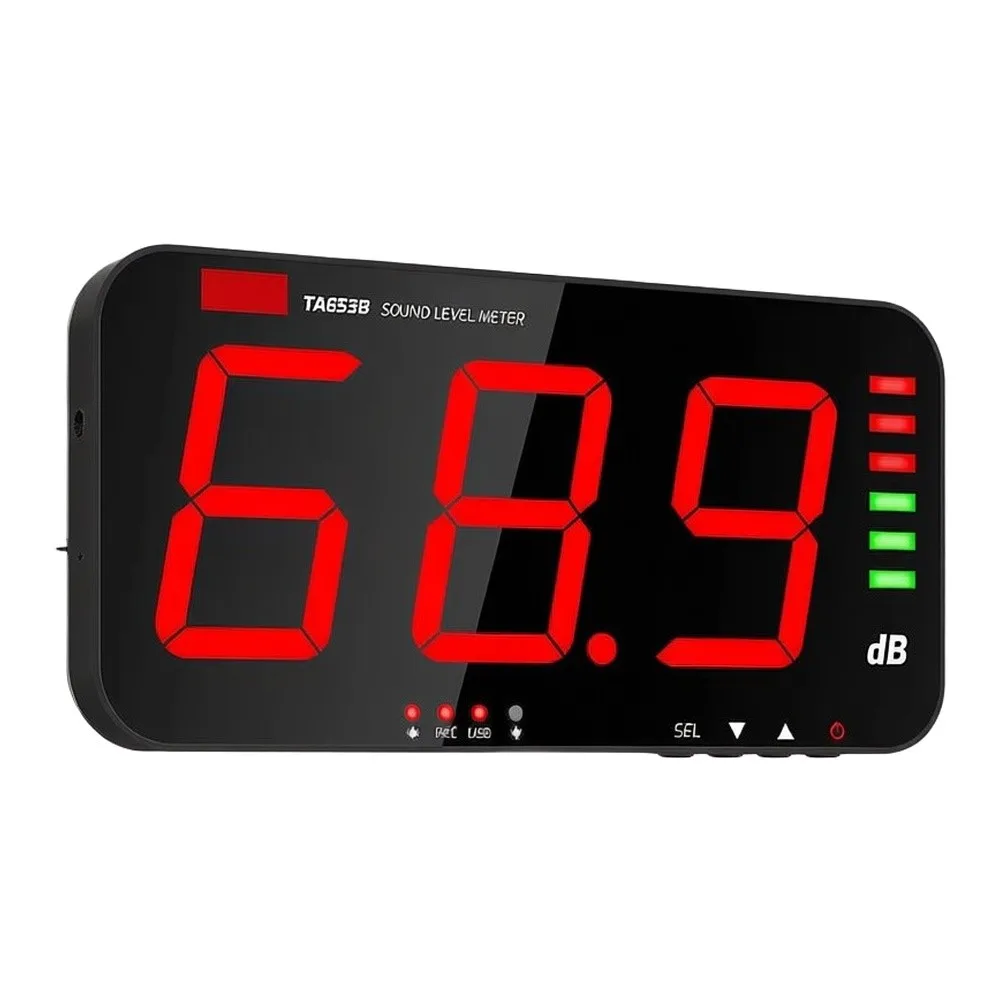 Wall Mounted Digital Sound Meter 30-130dB Range with Visual Alarm Indicator TA653B TA654B for Compliance Monitoring