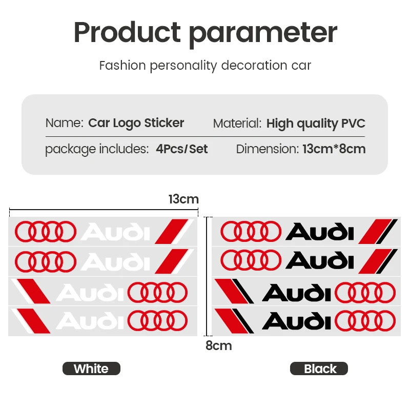 4 шт., автомобильные наклейки на дверные ручки Audi QUATTRO Sline RS A4 B8 B6 B7 B9 A3 8P 8V 8L A6 C7 C6 C5 A5 Q2 Q3 Q5