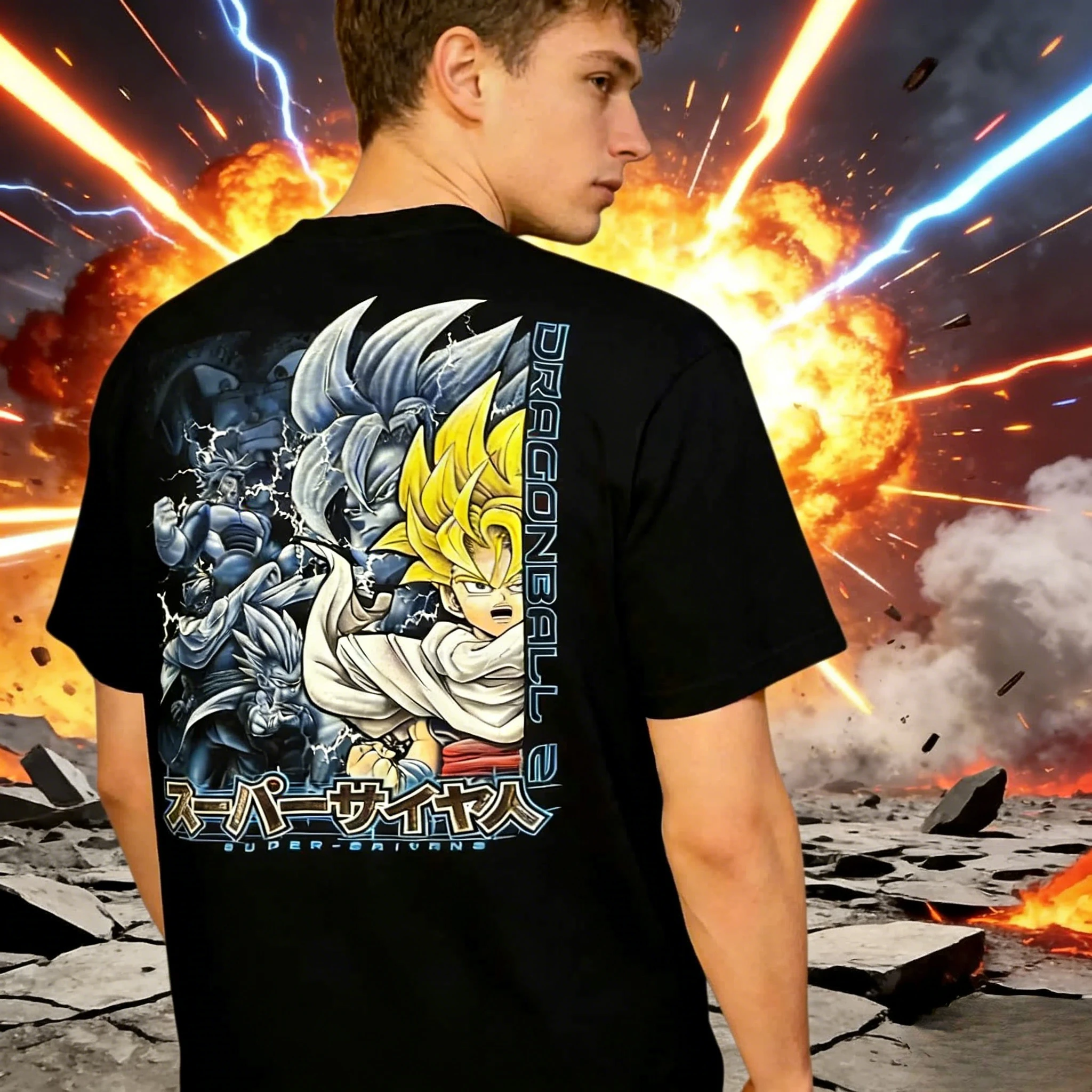 2026 Summer Dragon Ball Vintage Anime T-Shirt, Men's Pure Cotton Loose Casual Goku Tee for Daily & Sports Wear Y2K Style