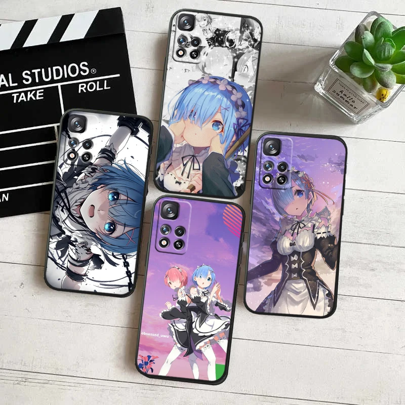 

Anime Rem Cute For Xiaomi Redmi K60 12C 12 11A A1 11 10C 10X 9T 9C 9AT 8A Pro Silicone Black Phone Case