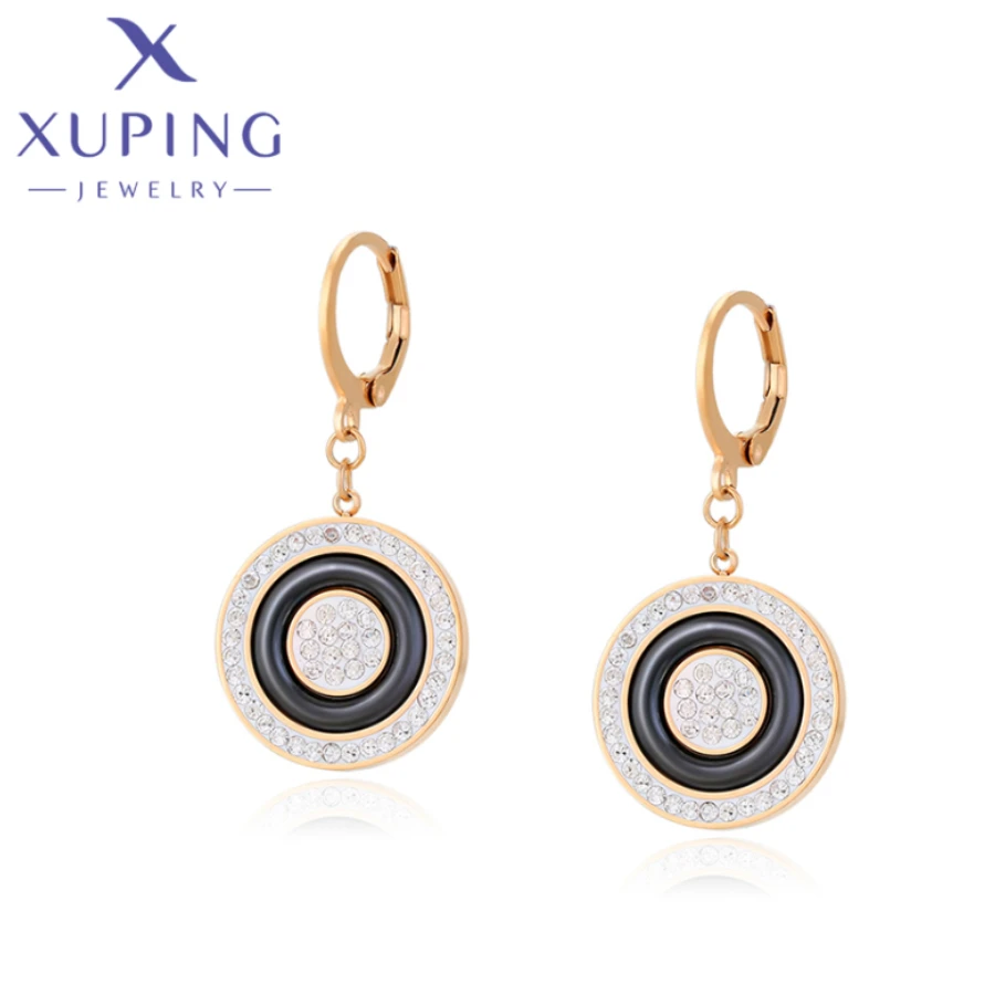 Xuping Jewelry Classics Exquisite Simple Rose Gold Color Zircon Piering Earrings for Women Christmas Wish Party Gifts 14E2360101