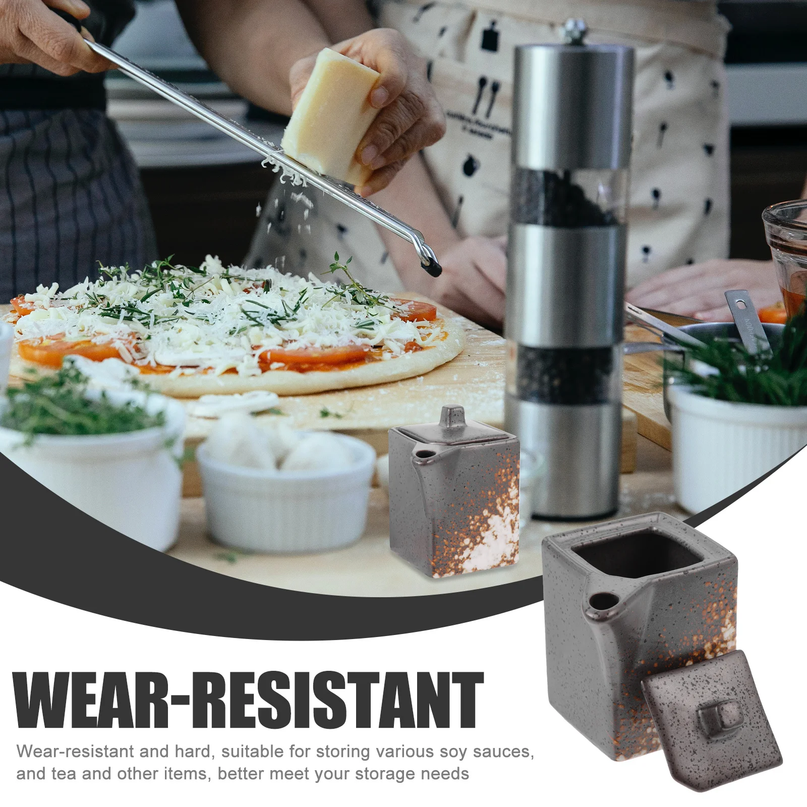 

Soy Sauce Jar Ceramic Wear-Resistant Seasoning Container Vinegar Bottle Kitchen Storage Home Seasoning Jar Soy Sauce Box