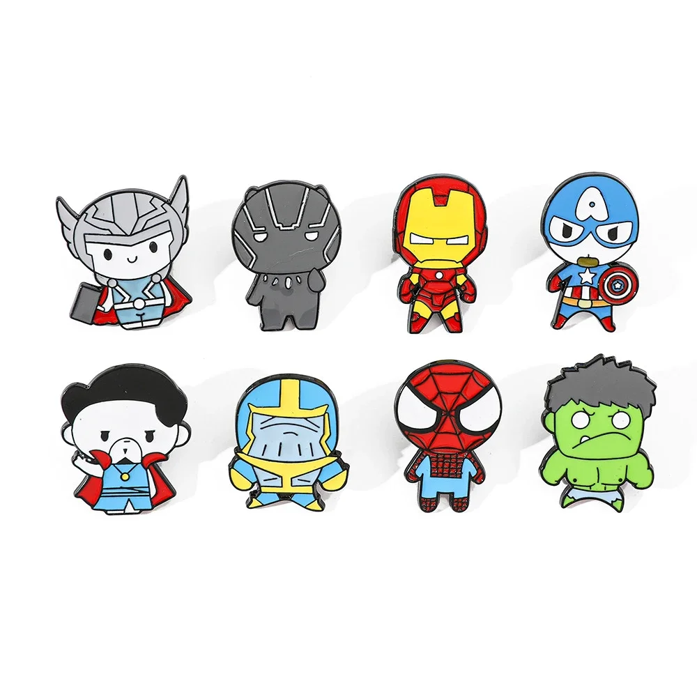 

8Pcs Creative Spider Man Brooch Set Handsome Robert Bruce Banner Hulk Enamel Pins Backpacks Clothing Jewelry Metal Badges Festi