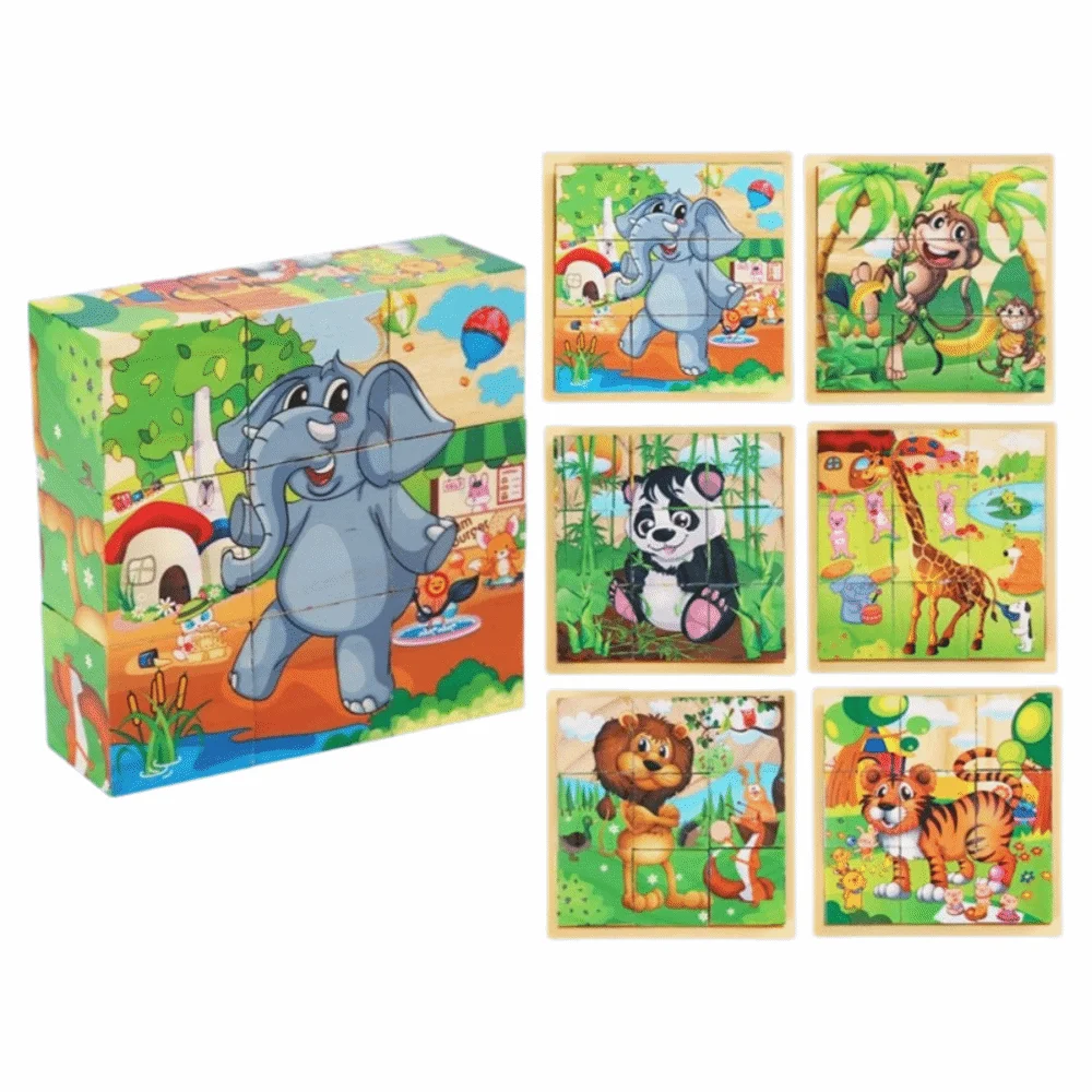 

Обучающий 3D-куб-головоломка «Кирпичики» Монтессори, деревянная головоломка STEM, магнитный пазл «Динозавры» для детей