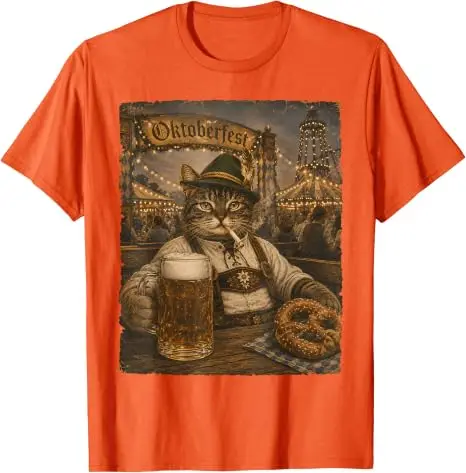 Oktoberfest Herren Lederhosen Lustiges Deutsches Biertrink-Meme T-Shirt Y2k Oktoberfest Kostüm Grafik Katze Papa Trinker T-Shirt Geschenk – Detail 14